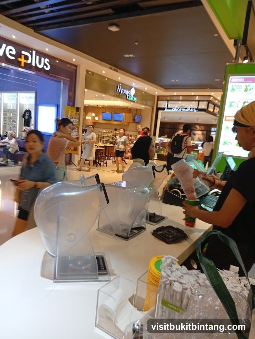 Food court counter with menu