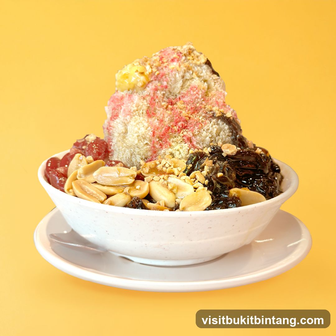Dessert with shaved ice and toppings