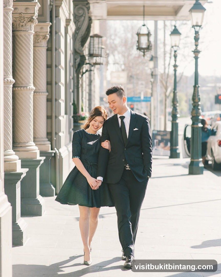 Couple walking on sidewalk