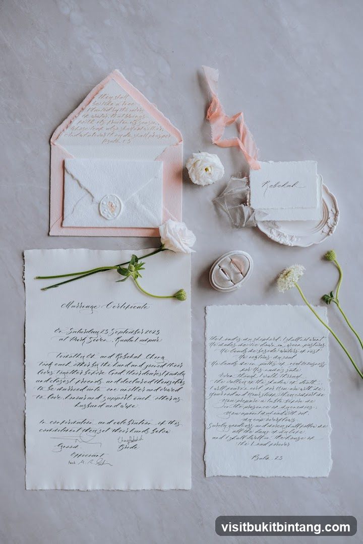 Wedding documents and flowers