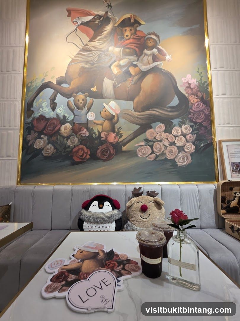 Cafe Interior with Teddy Bear Art
