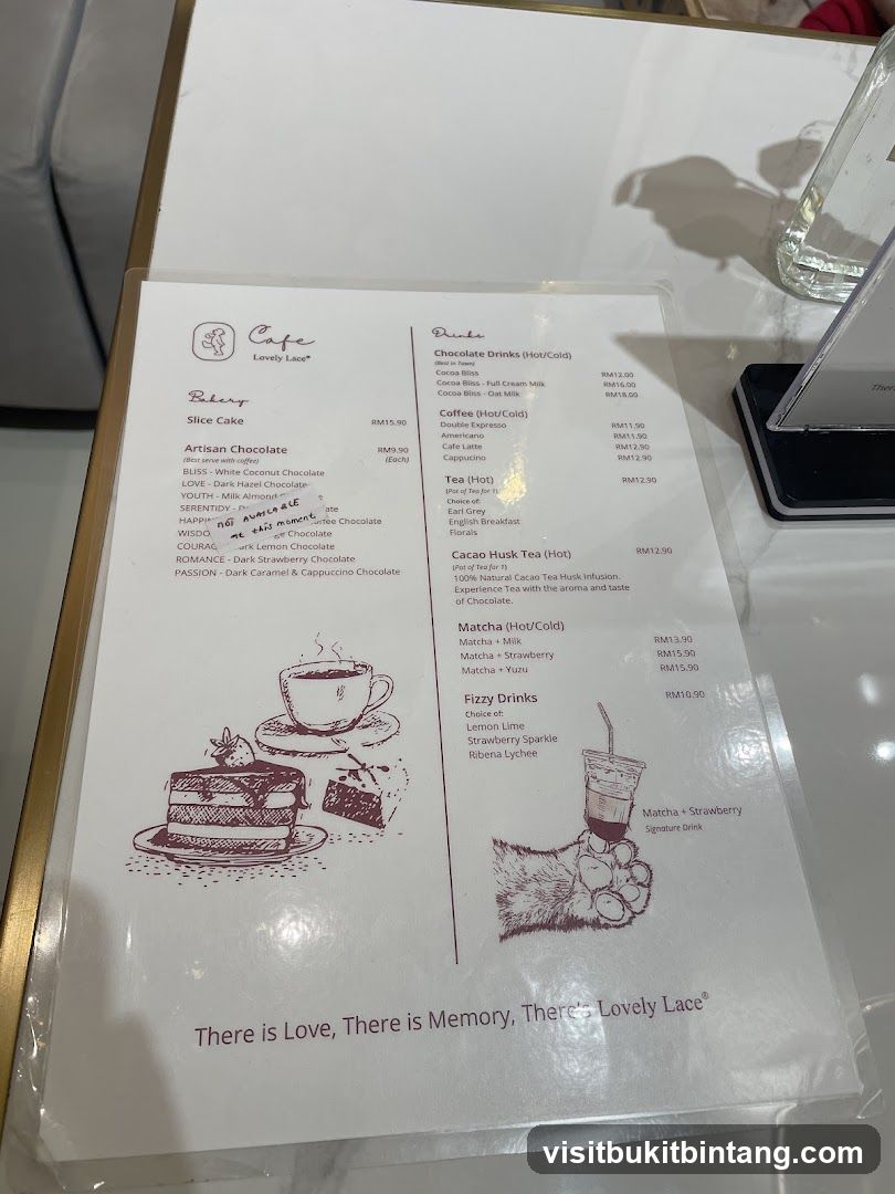 Cafe Lovely Lace Menu