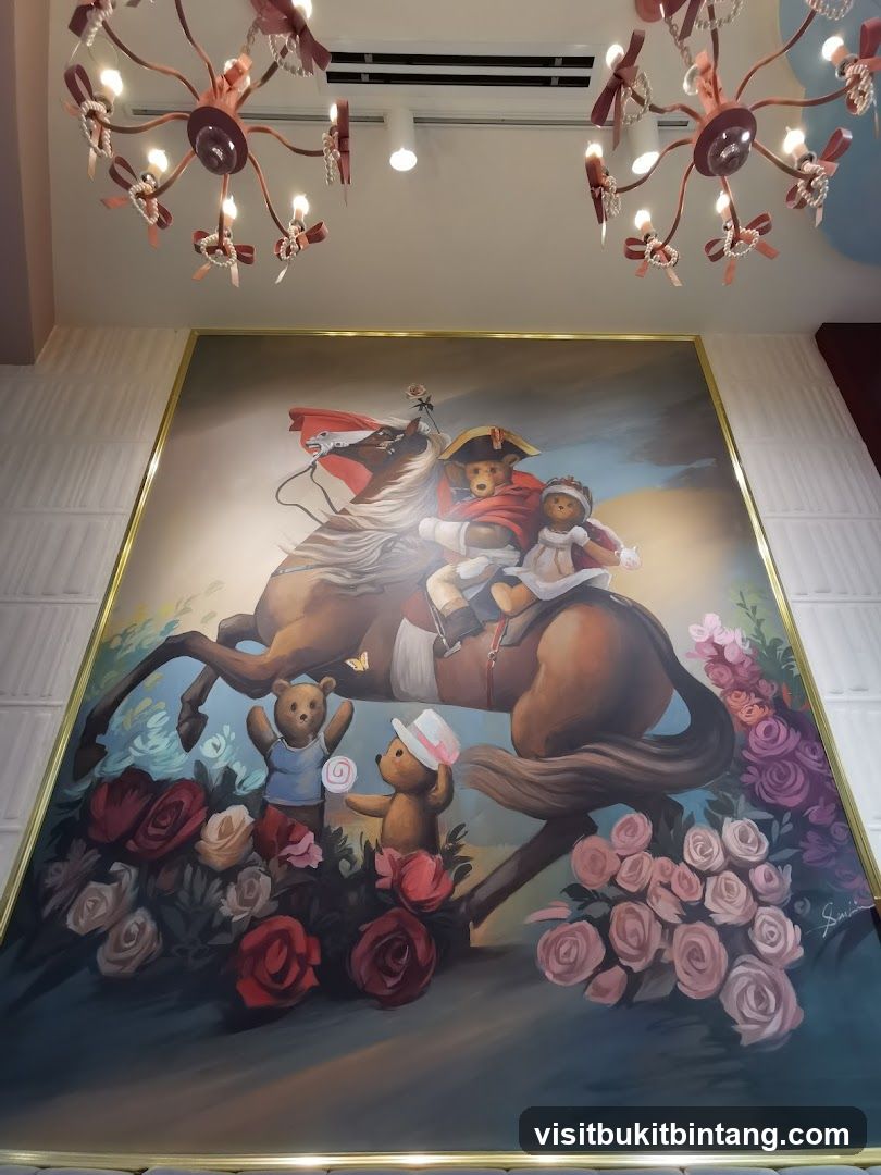 Painting of teddy bears on a horse