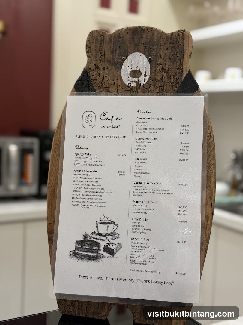Cafe Lovely Lace Menu