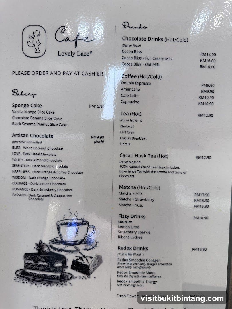 Cafe Lovely Lace Menu