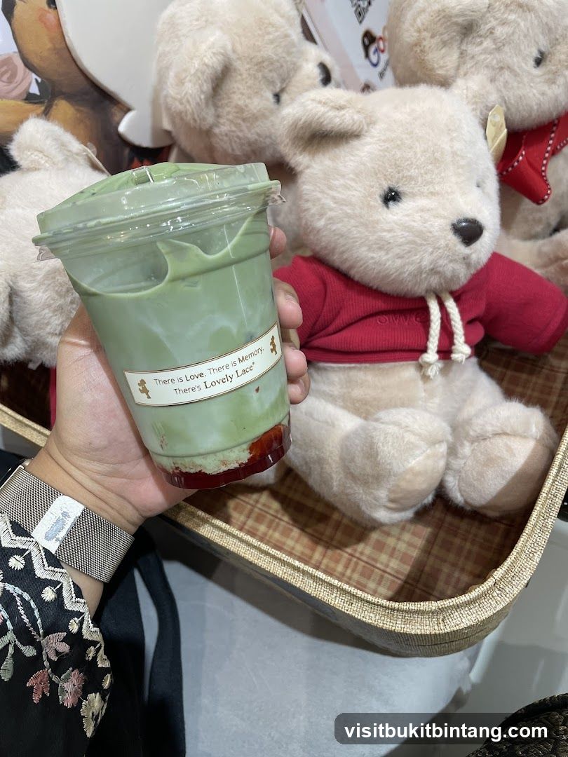 Matcha Drink with Teddy Bears