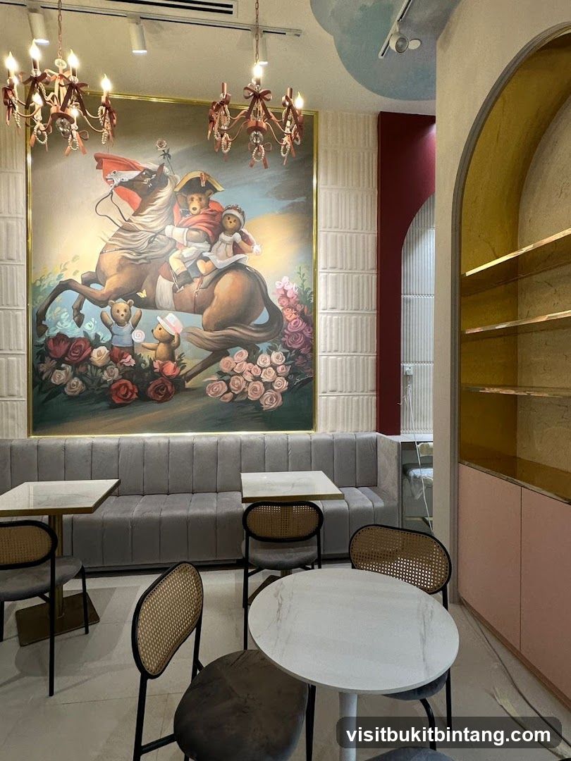 Cafe Interior with Teddy Bear Painting