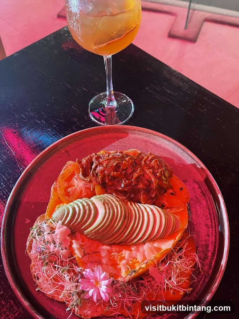 Avocado Toast with Pulled Meat and Cocktail