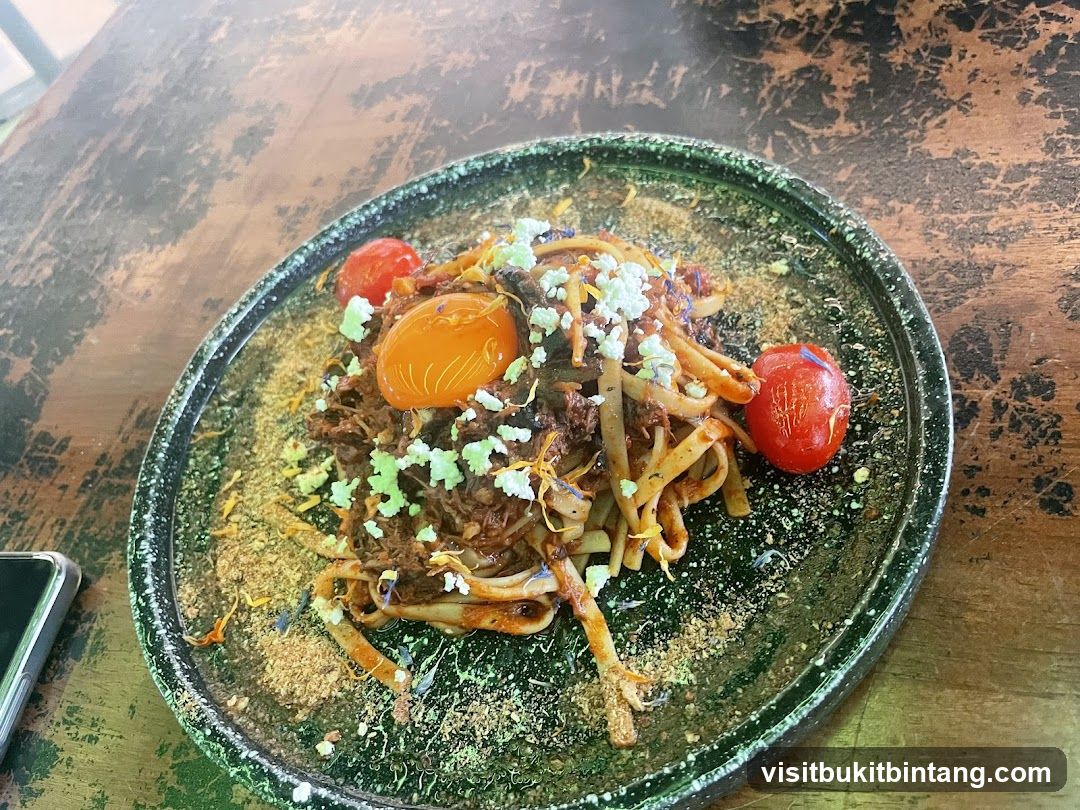 Pasta Dish with Egg Yolk and Tomatoes