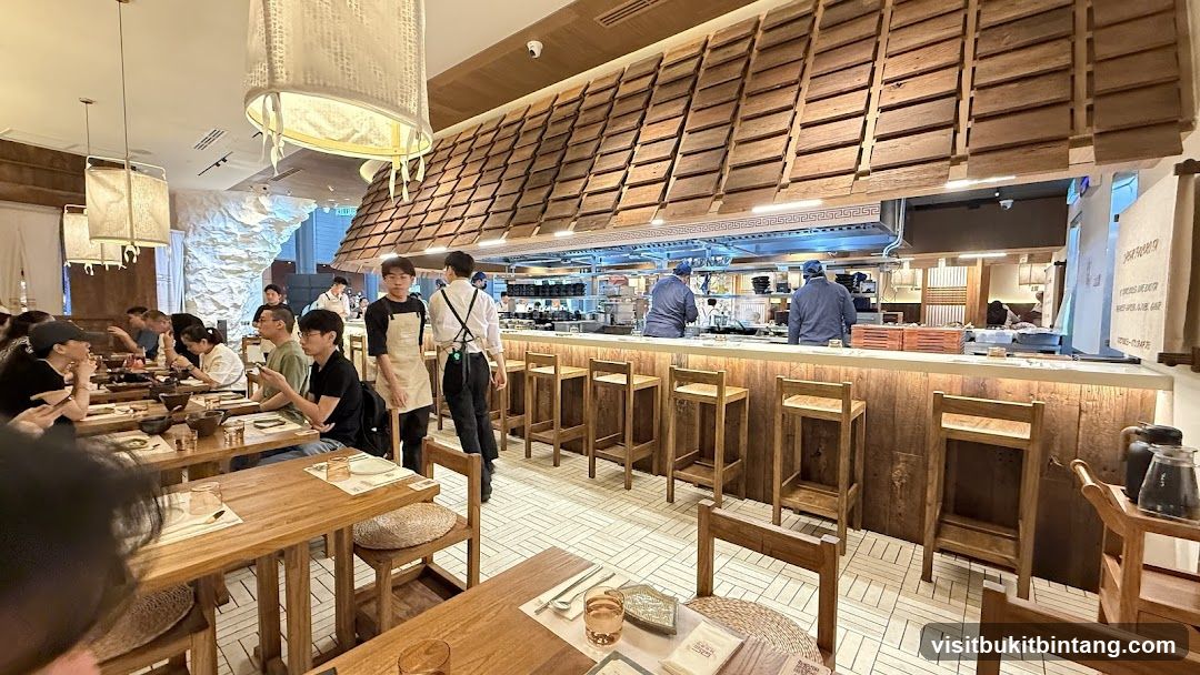 Restaurant Interior with Open Kitchen