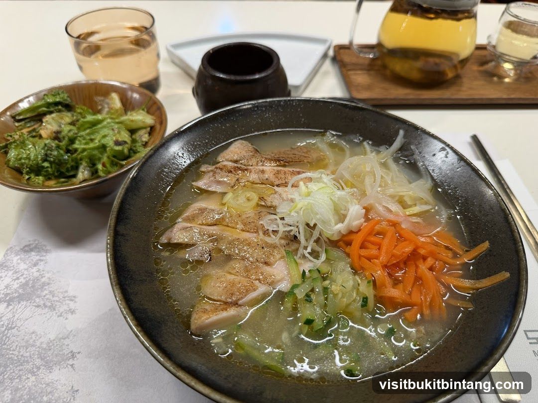 Noodle Soup with Side Dish and Tea