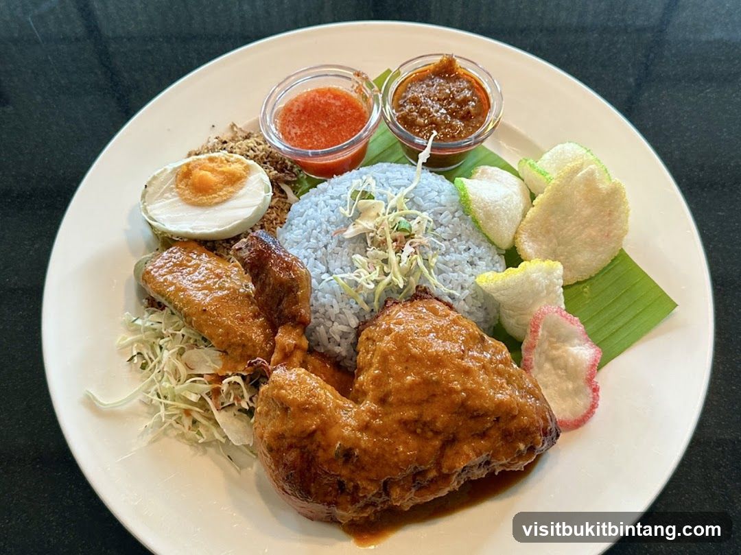 Nasi Kerabu with Fried Chicken