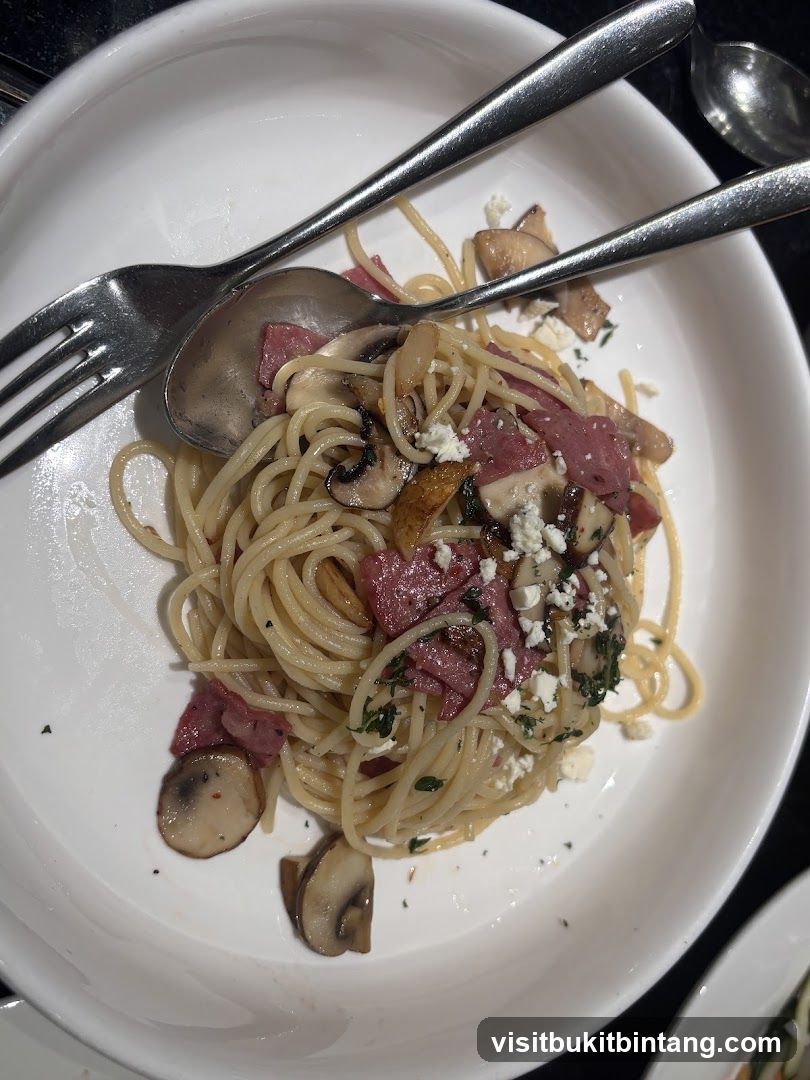Spaghetti with Meat and Mushrooms