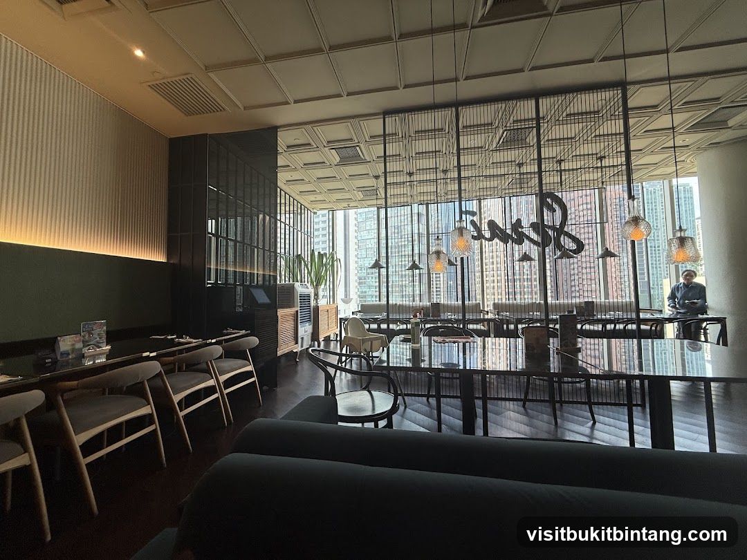 Restaurant Interior with City View