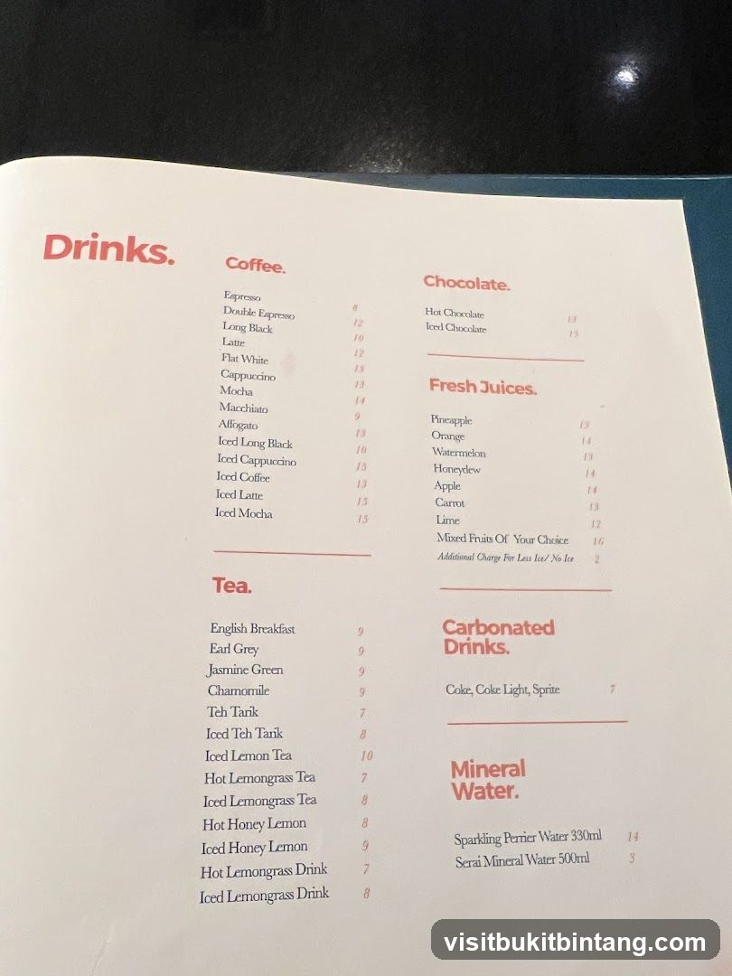Drinks Menu