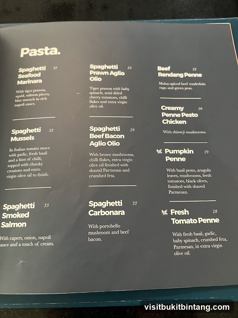 Pasta Menu