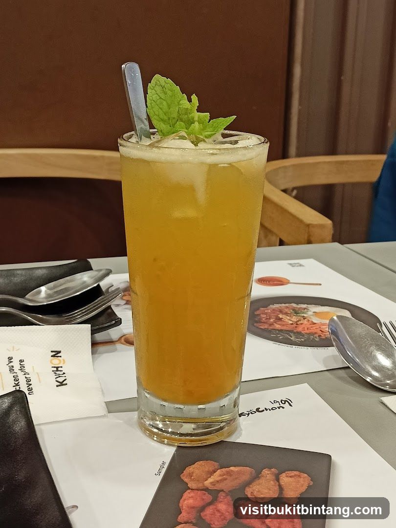 Iced Drink with Mint Garnish