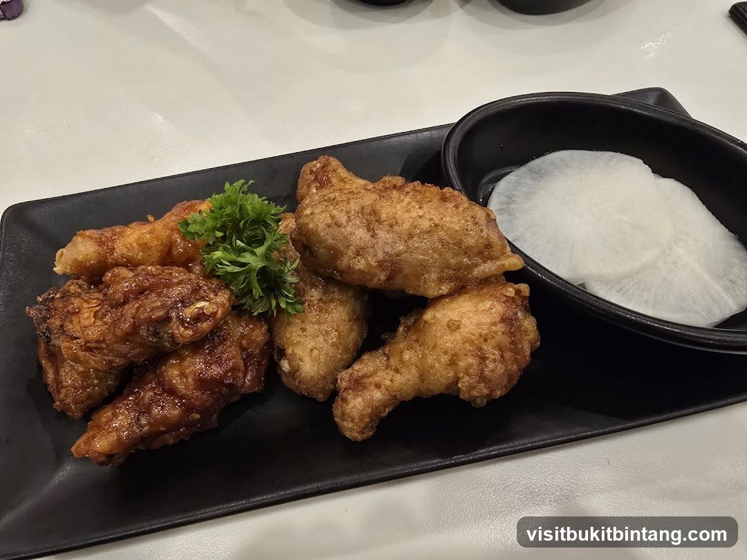 Fried Chicken Wings with Pickled Radish