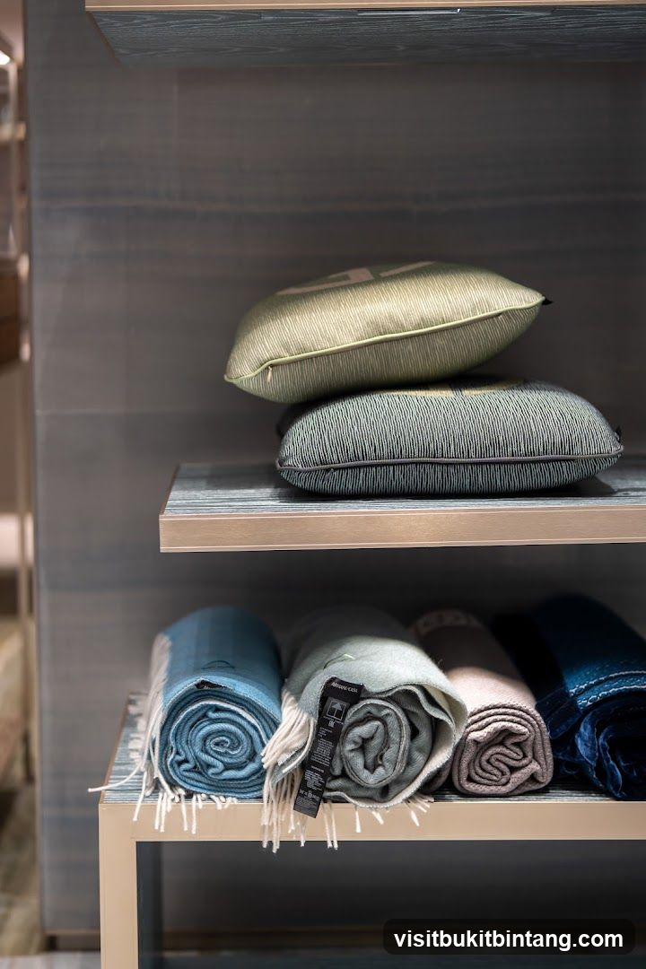 Stacked Pillows and Rolled Blankets