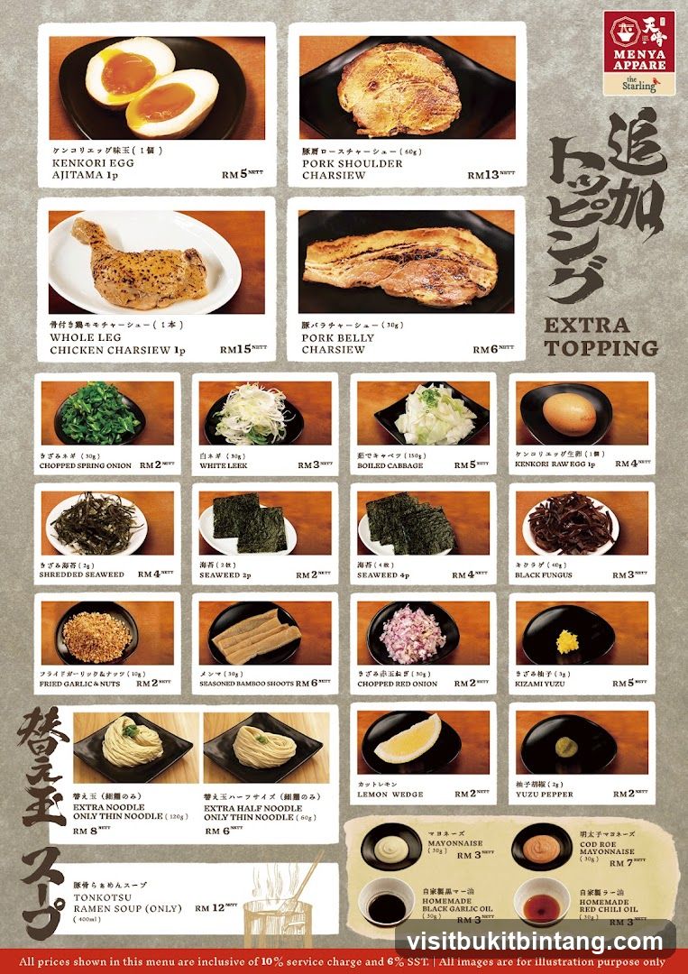 Extra Topping Menu