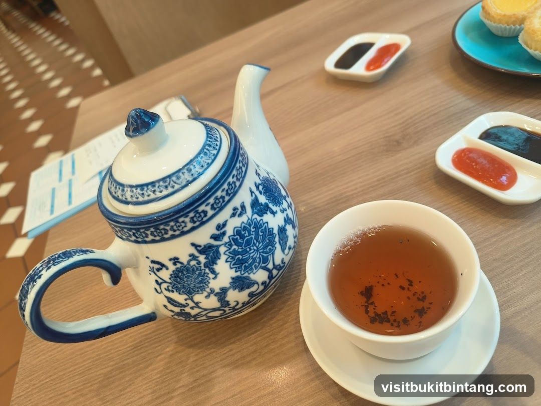 Tea set with pastries