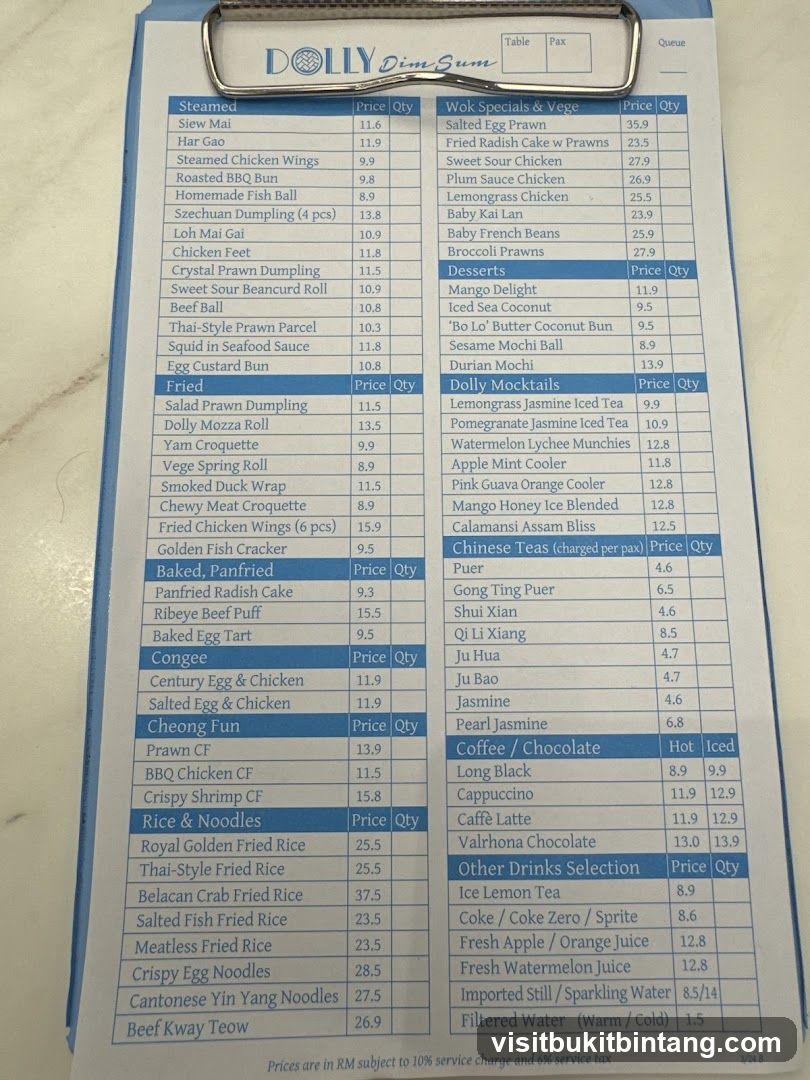 DOLLY Dim Sum Menu