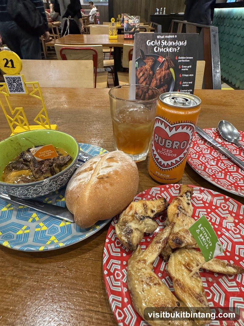 Chicken meal with drink