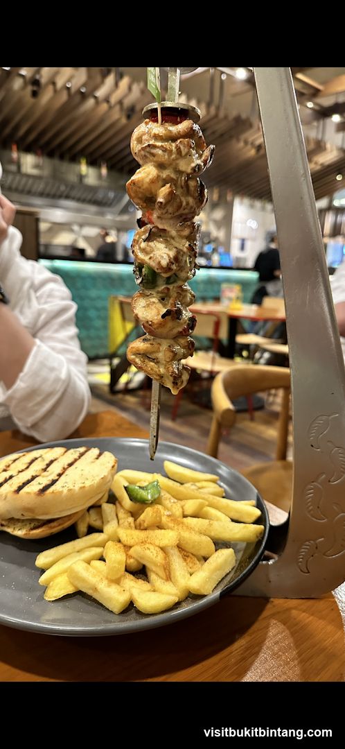 Chicken Skewer with Fries and Burger Bun