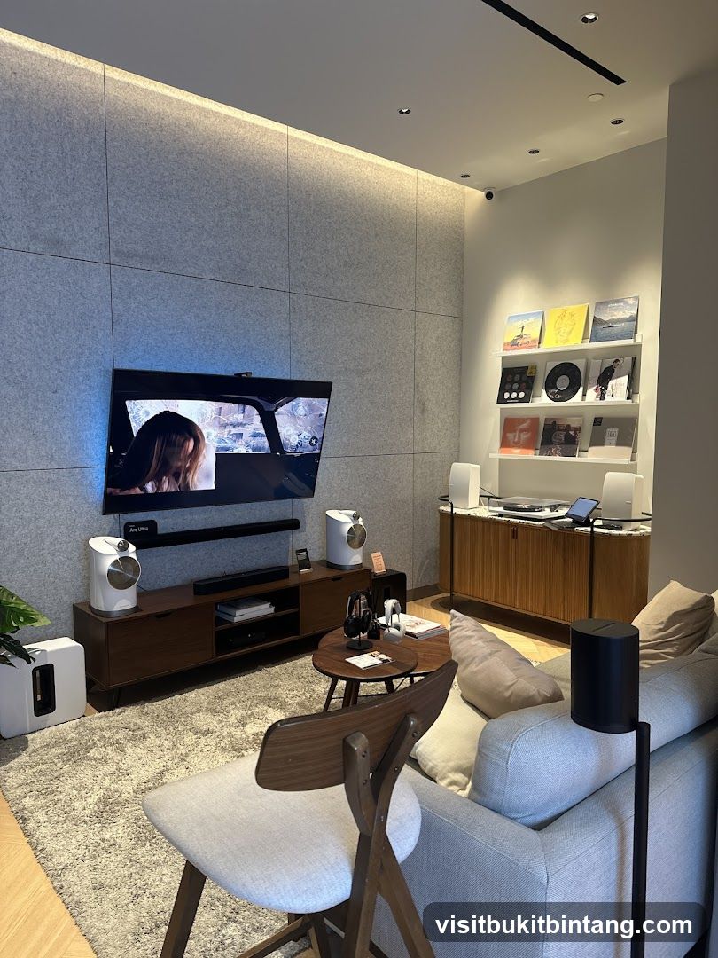 Modern living room setup with audio equipment