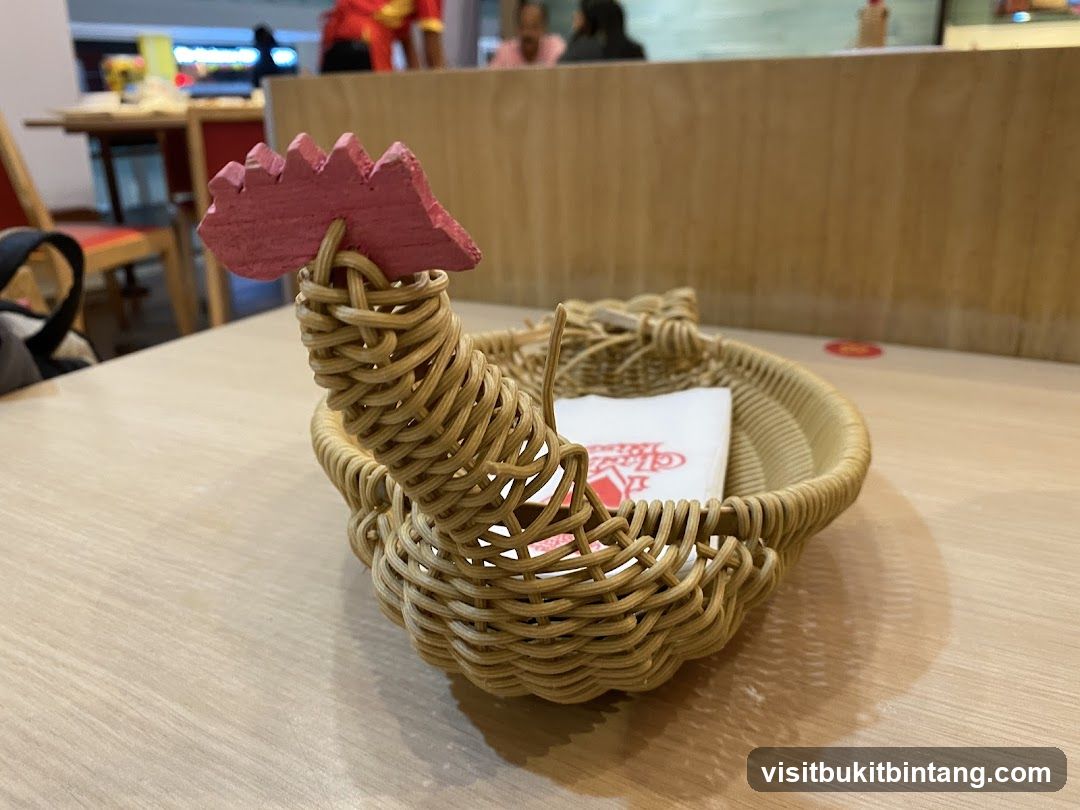 Chicken-shaped basket on a table
