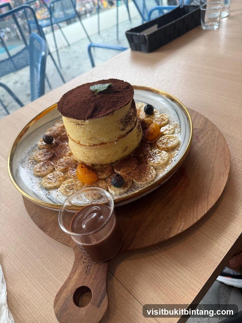 Fluffy Pancakes with Chocolate Sauce