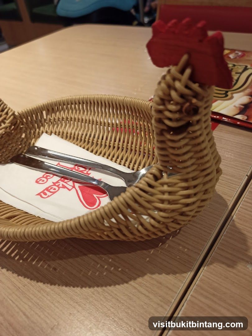 Chicken Basket with Utensils