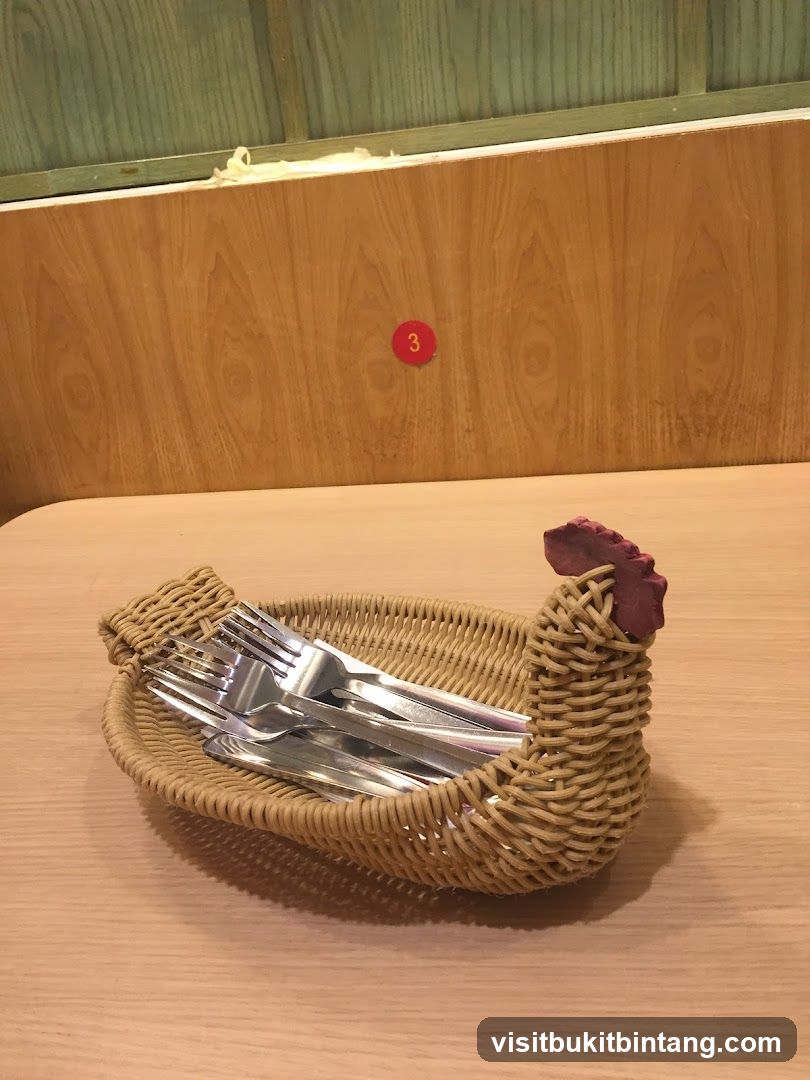 Chicken-shaped basket with forks