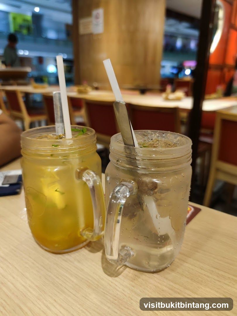 Two drinks on a table
