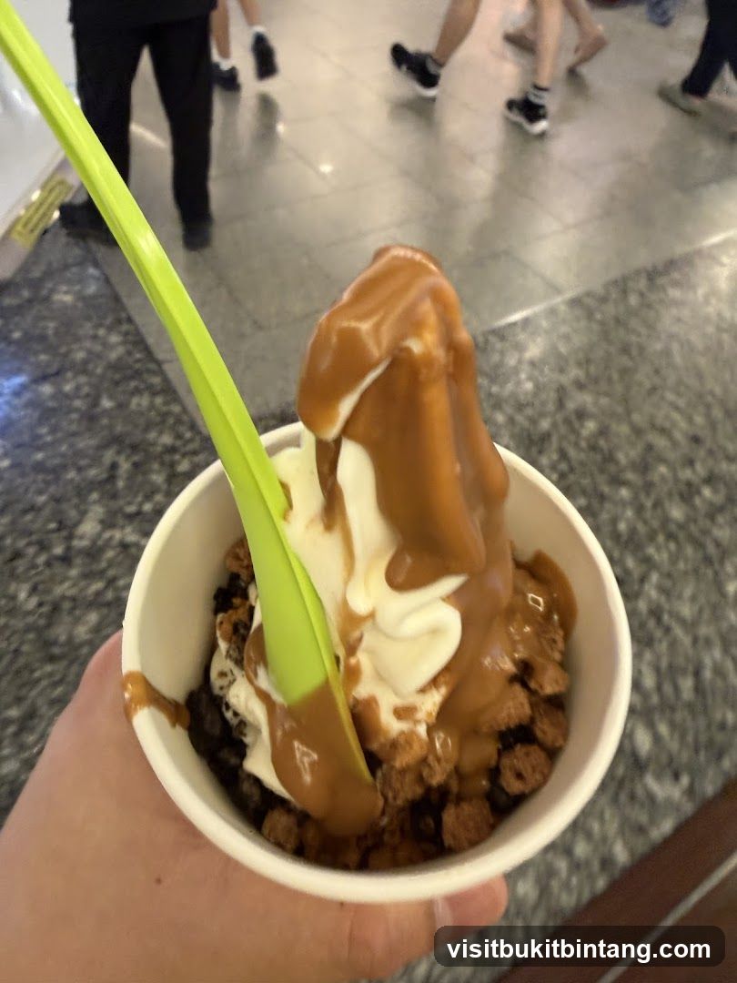 Soft Serve Ice Cream with Caramel and Cookie Crumble