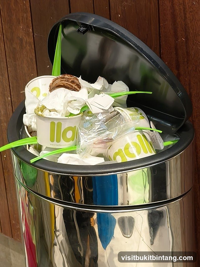 Trash can with branded cups