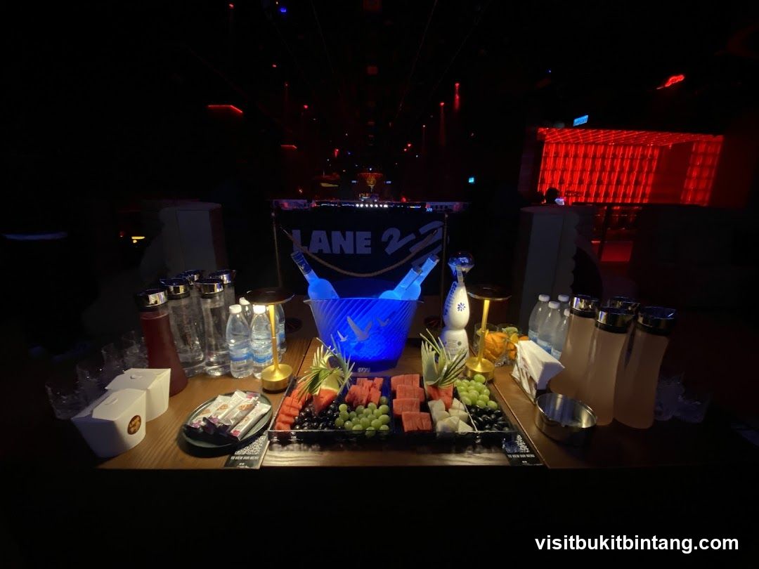 Bar Setup with Fruit Platter and Drinks