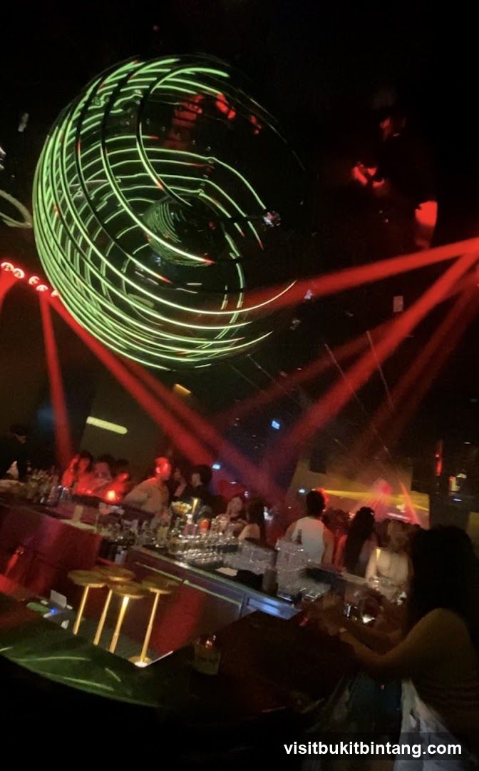 Nightclub Interior with Disco Ball and Red Lights