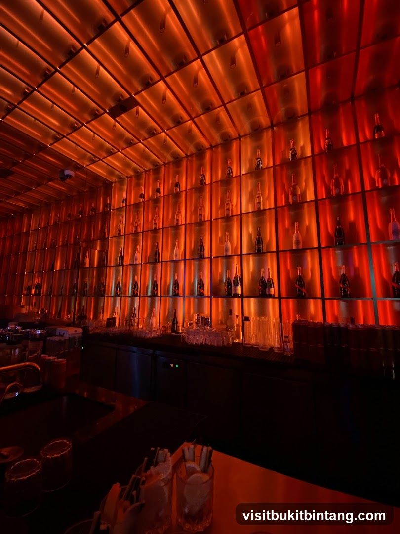 Bar Interior with Illuminated Bottle Display