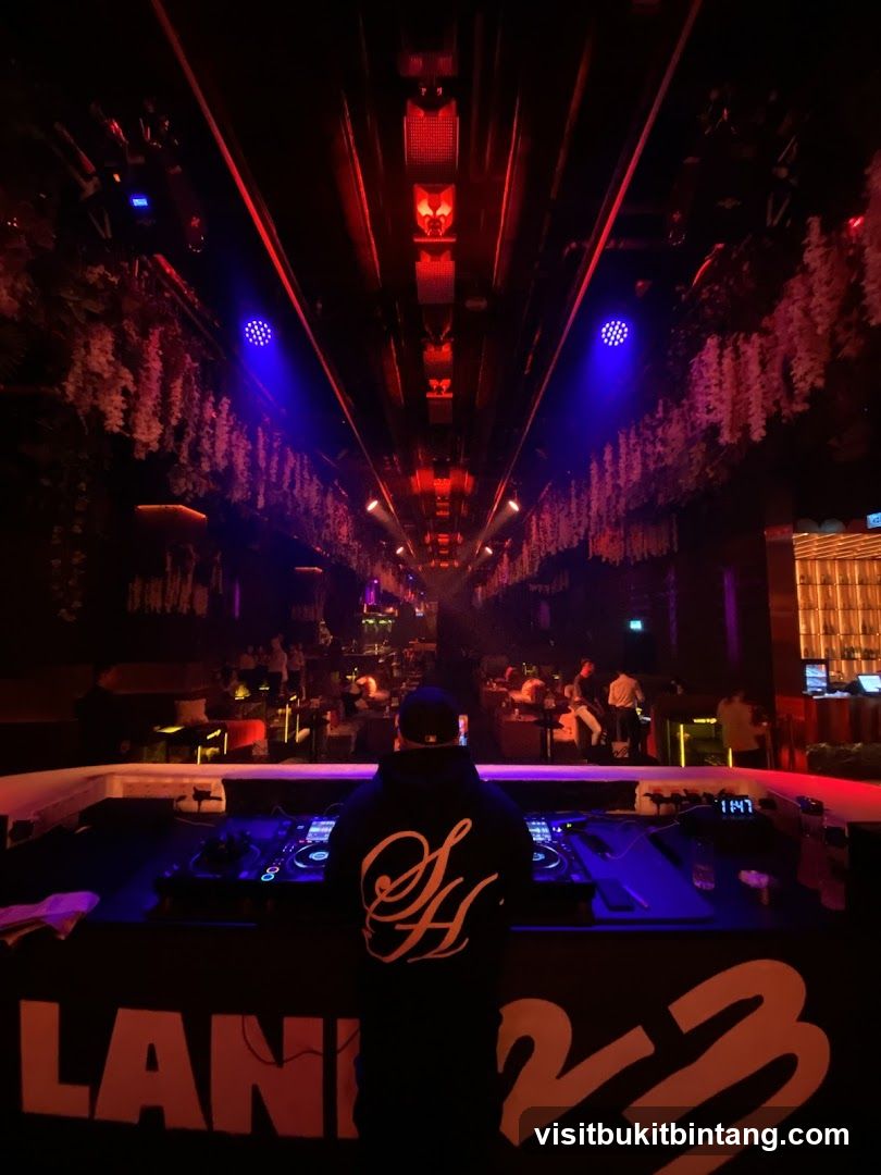 DJ booth in a nightclub