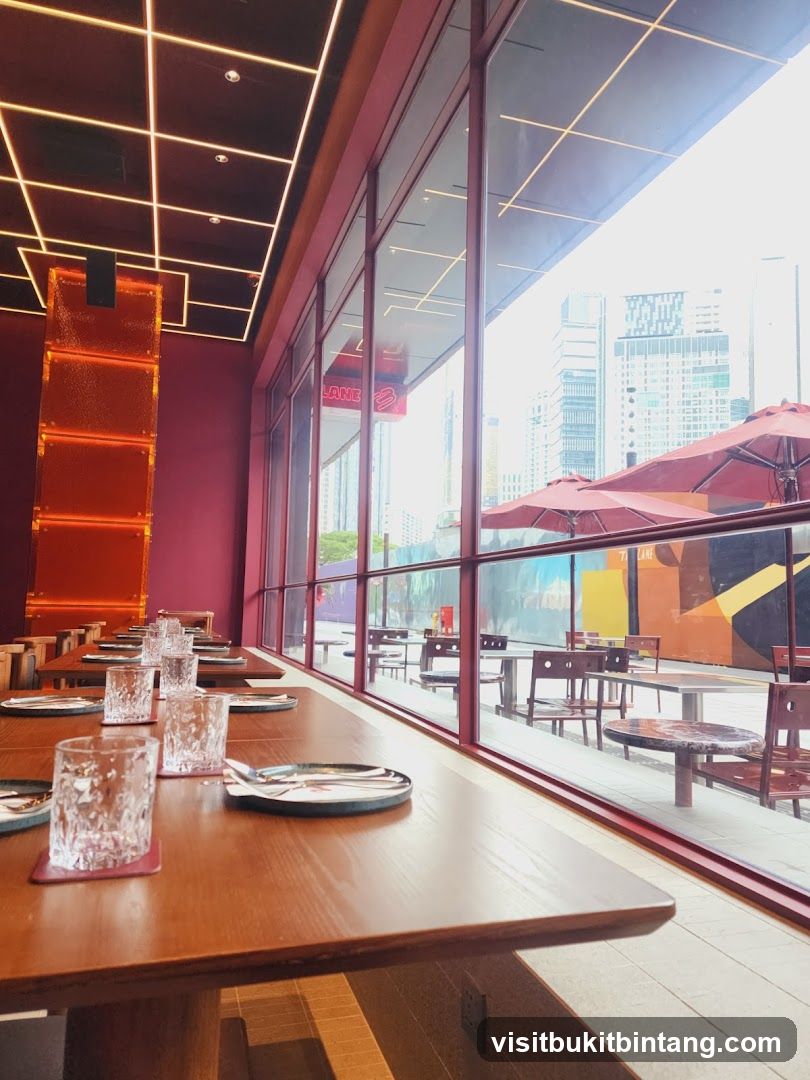 Restaurant Interior with City View
