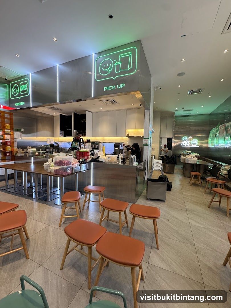 Restaurant Interior with Order and Pick Up Signs