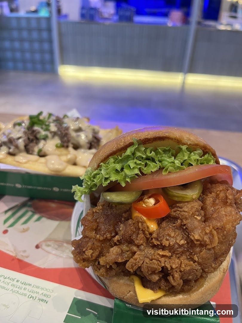Crispy Chicken Burger and Loaded Fries