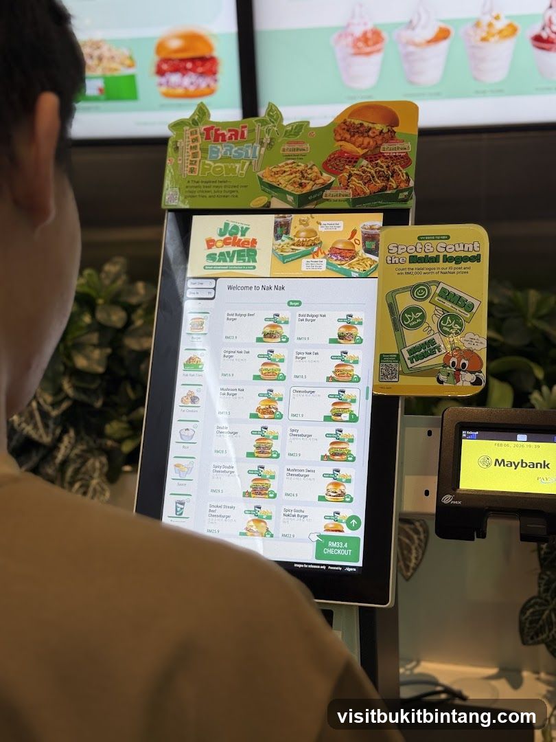 Self-service kiosk menu