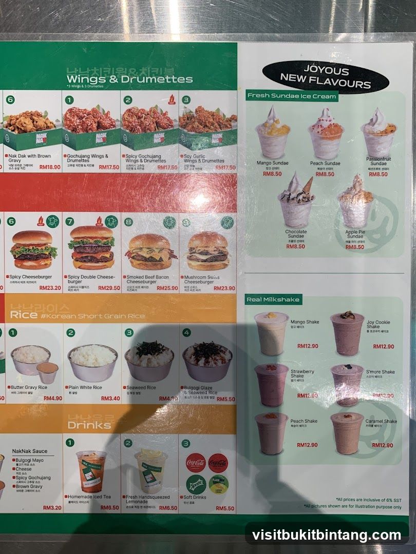 Wings & Drumettes, Rice, Drinks, Fresh Sundae Ice Cream, Real Milkshake