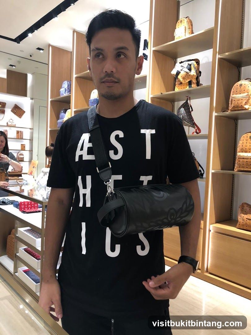 Man in a store with a bag