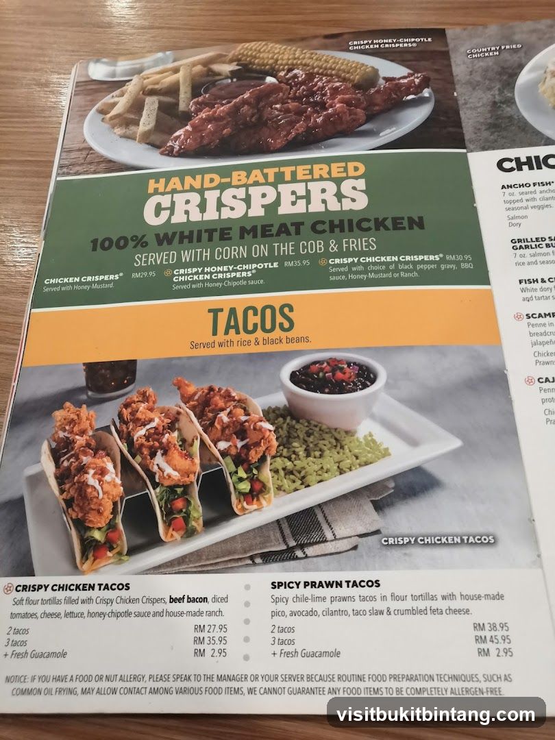 Crispers and Tacos Menu