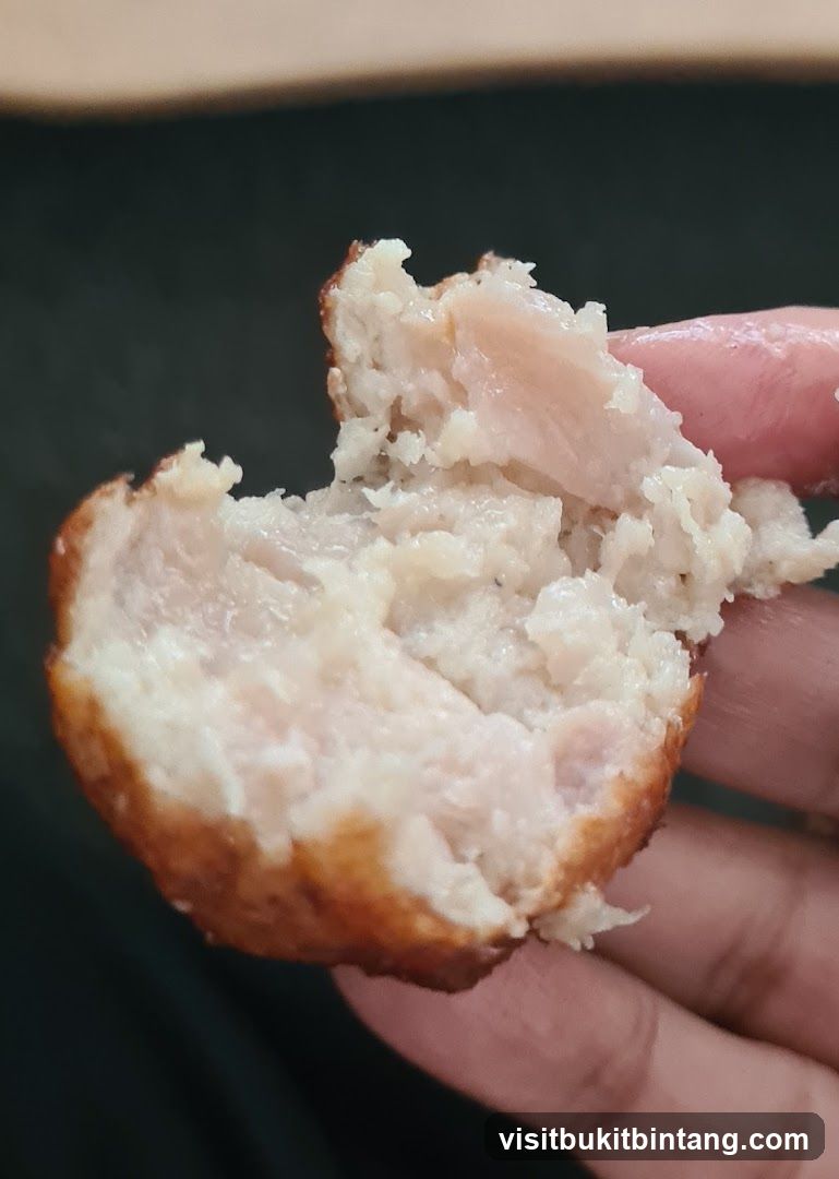 Close-up of a fried meatball