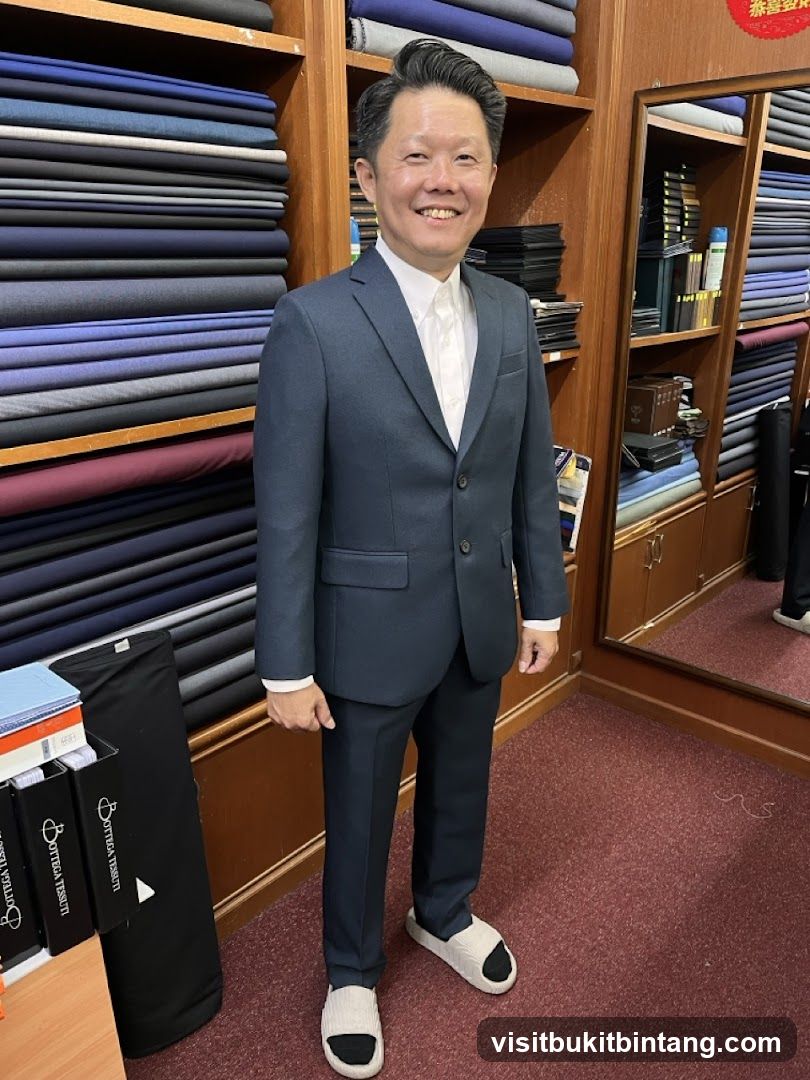 Man in a Suit in a Fabric Store