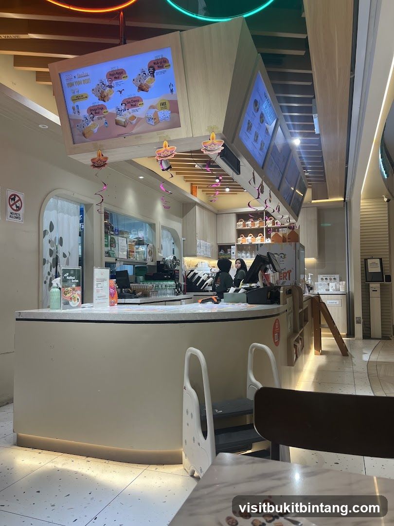 Food counter with digital menus